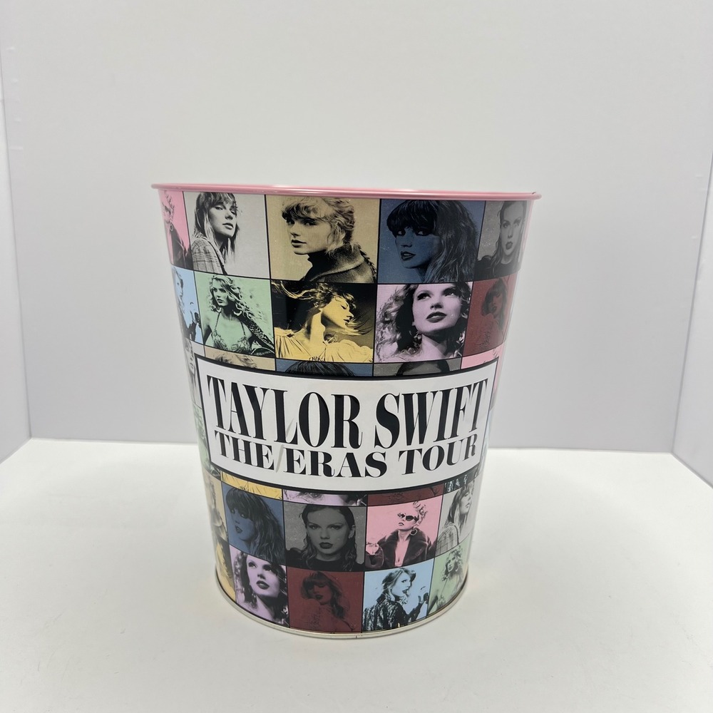 Taylor Swift Popcorn Tin Bucket Eras Tour Concert Movie Merch Metal Pink‎